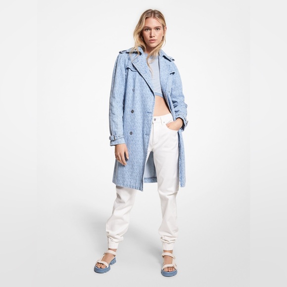 Michael kors jacquard logo trench coat XS